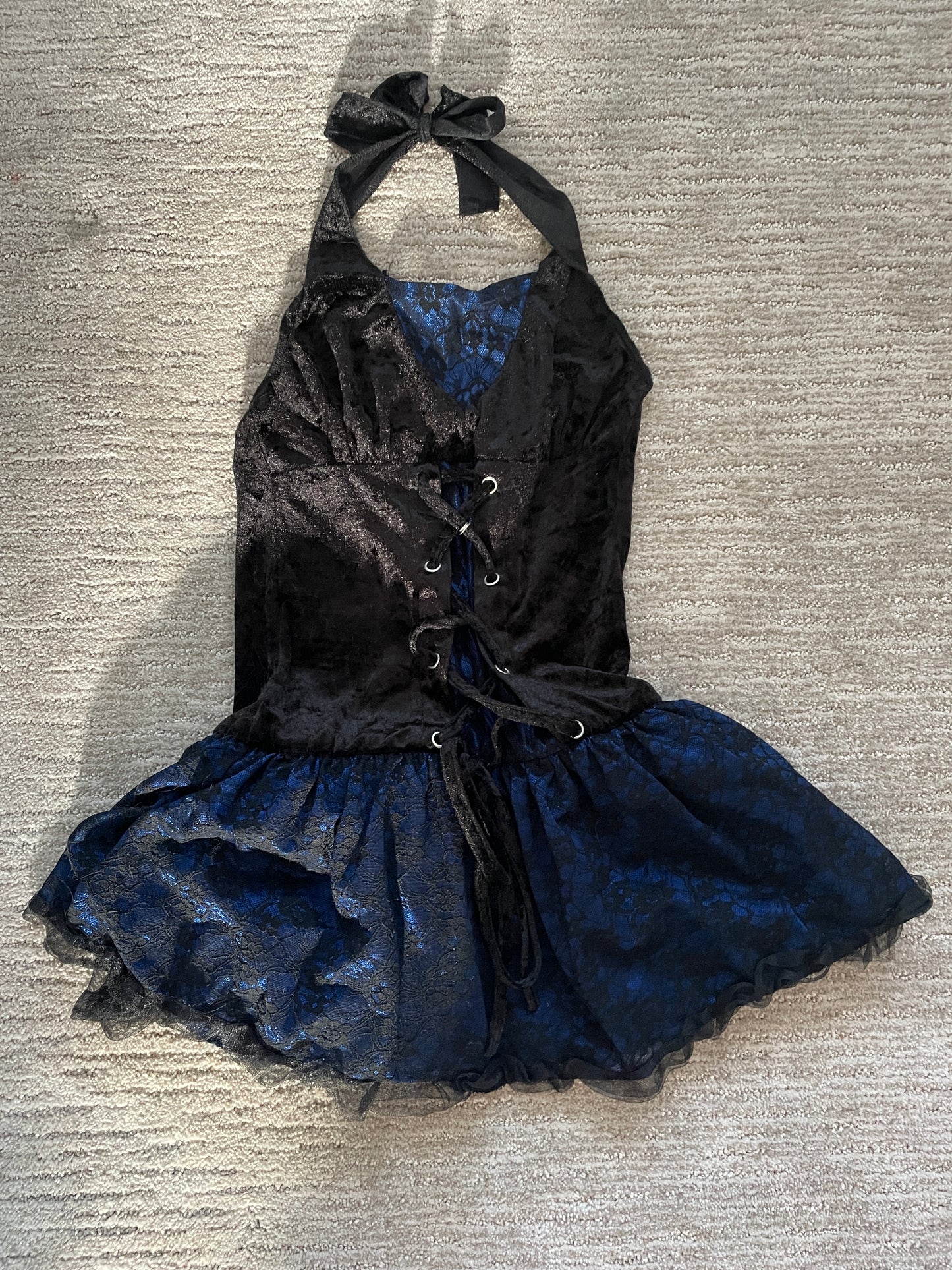 Black and navy Gothic Lace Dress