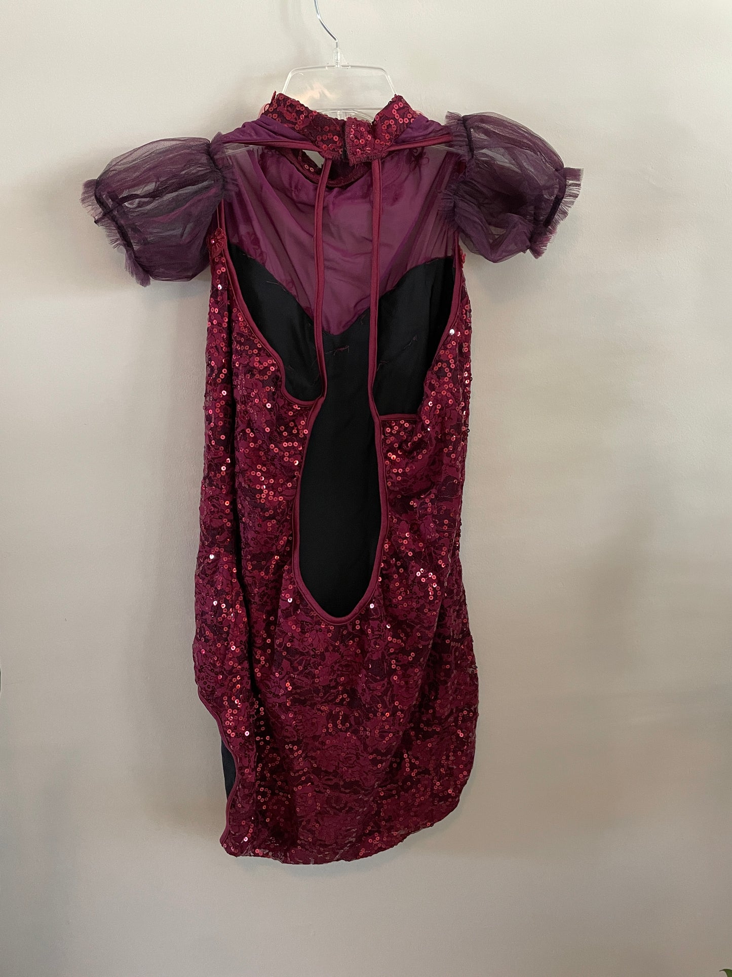 Sequined Performance Leotard with arm poufs