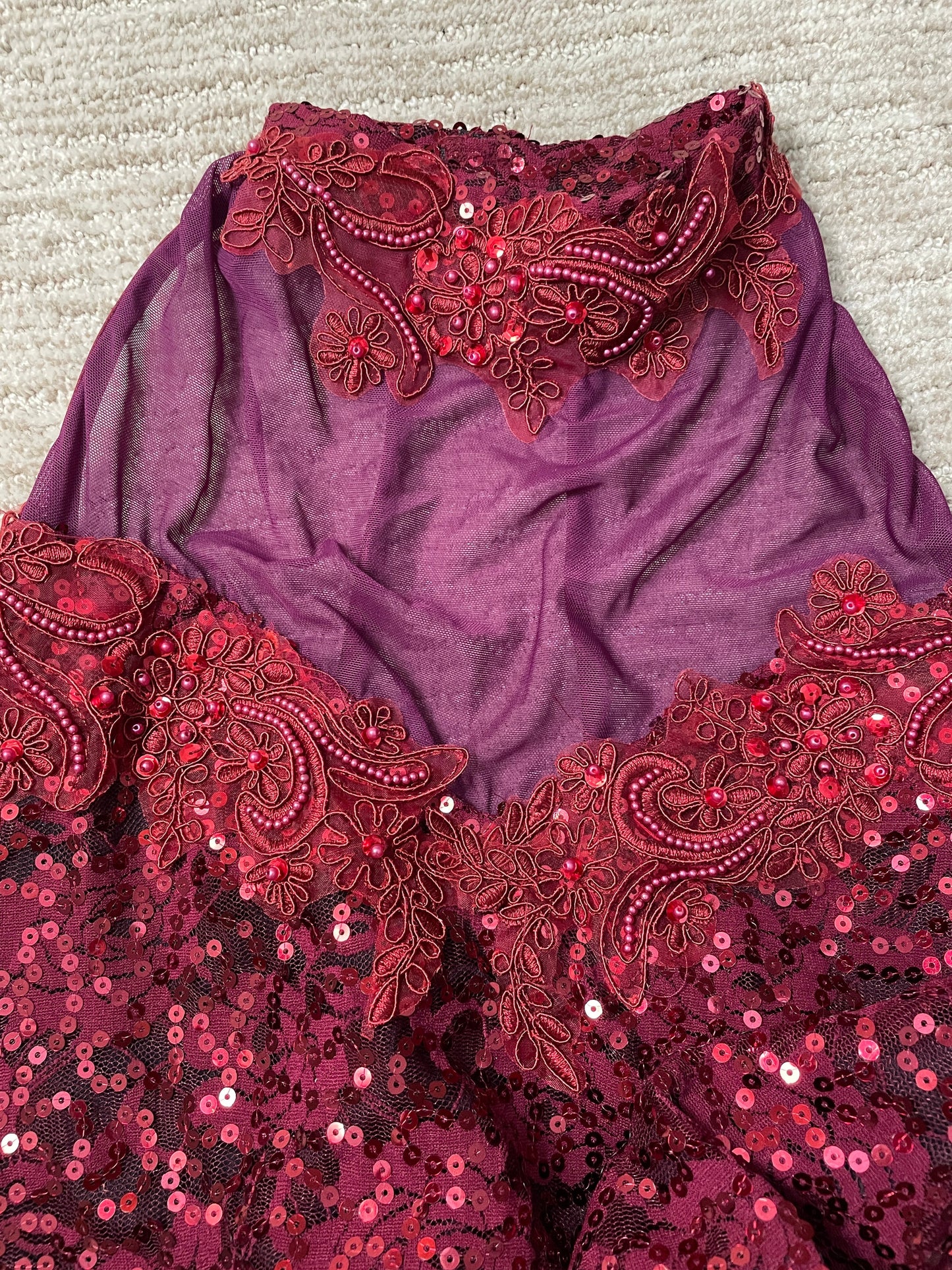 Sequined Performance Leotard with arm poufs