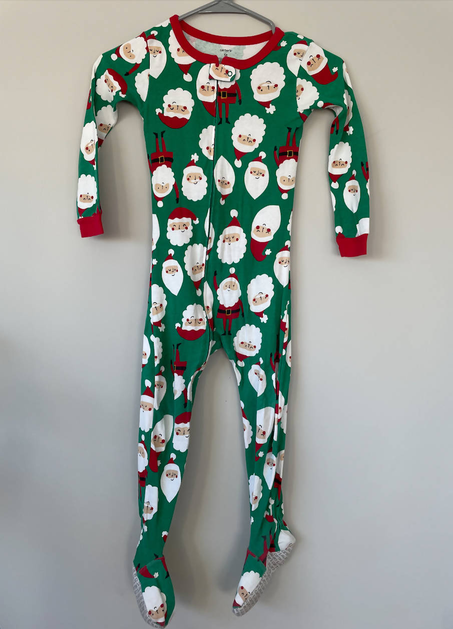 Christmas Santa Pajamas - onesie with footies