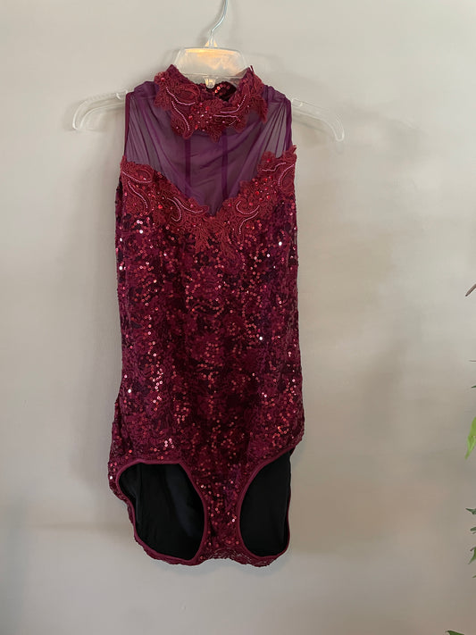 Sequined Performance Leotard with arm poufs